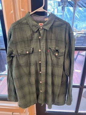 Levi's Dark Green Plaid Button-Front Shirt